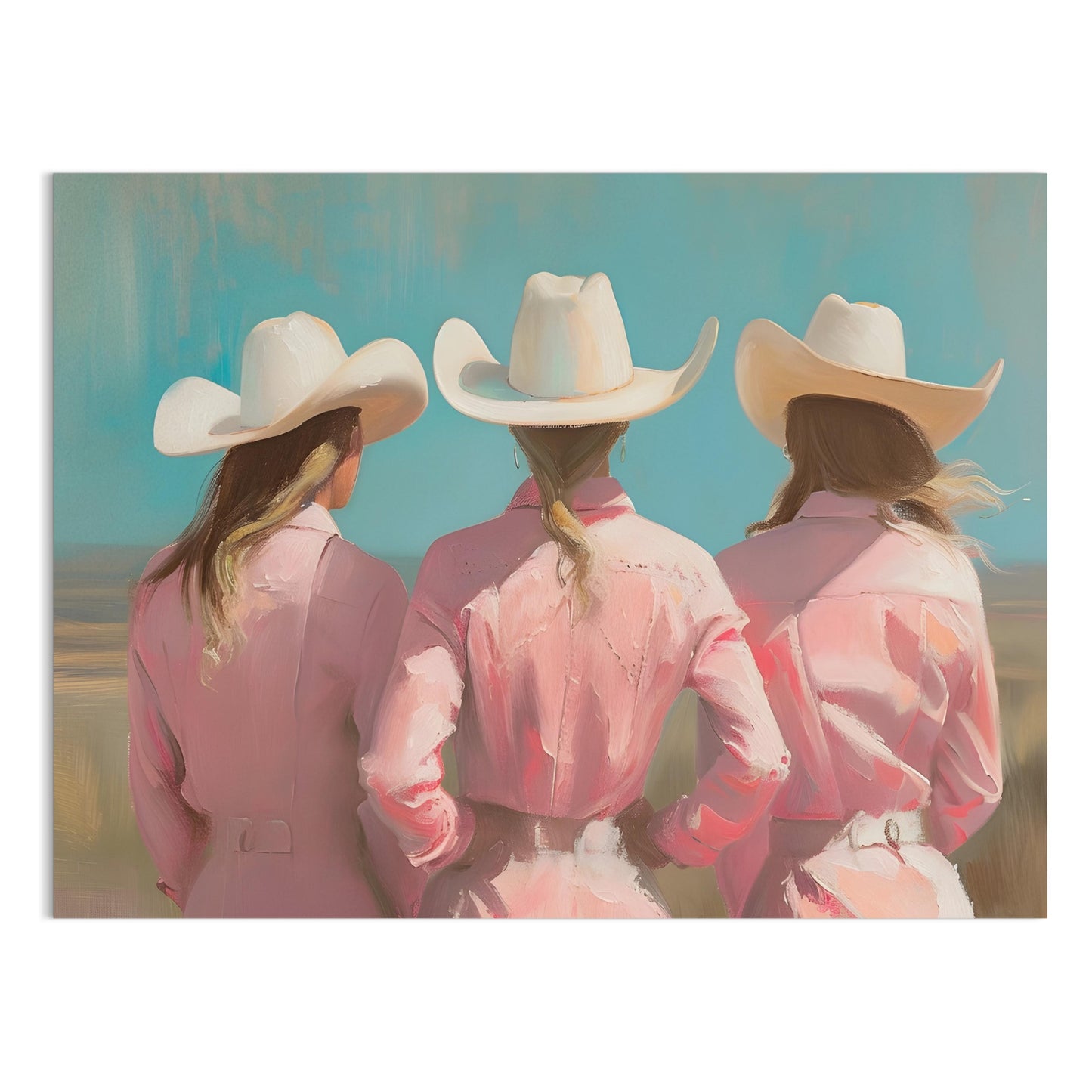 Premium Poster of Three Women in White Cowboy Hats Art Prints Posters