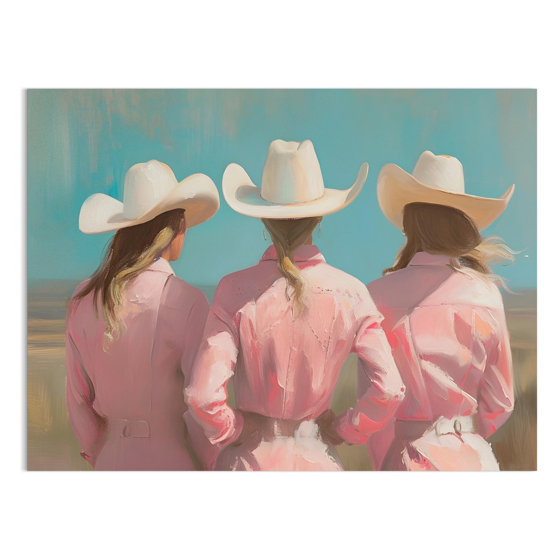 Premium Poster of Three Women in White Cowboy Hats Art Prints Posters