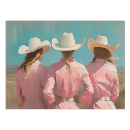 Premium Poster of Three Women in White Cowboy Hats Art Prints Posters