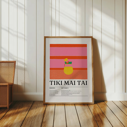 Premium Poster of Tiki Mai Tai Vibrant Cocktail Recipe Art Posters