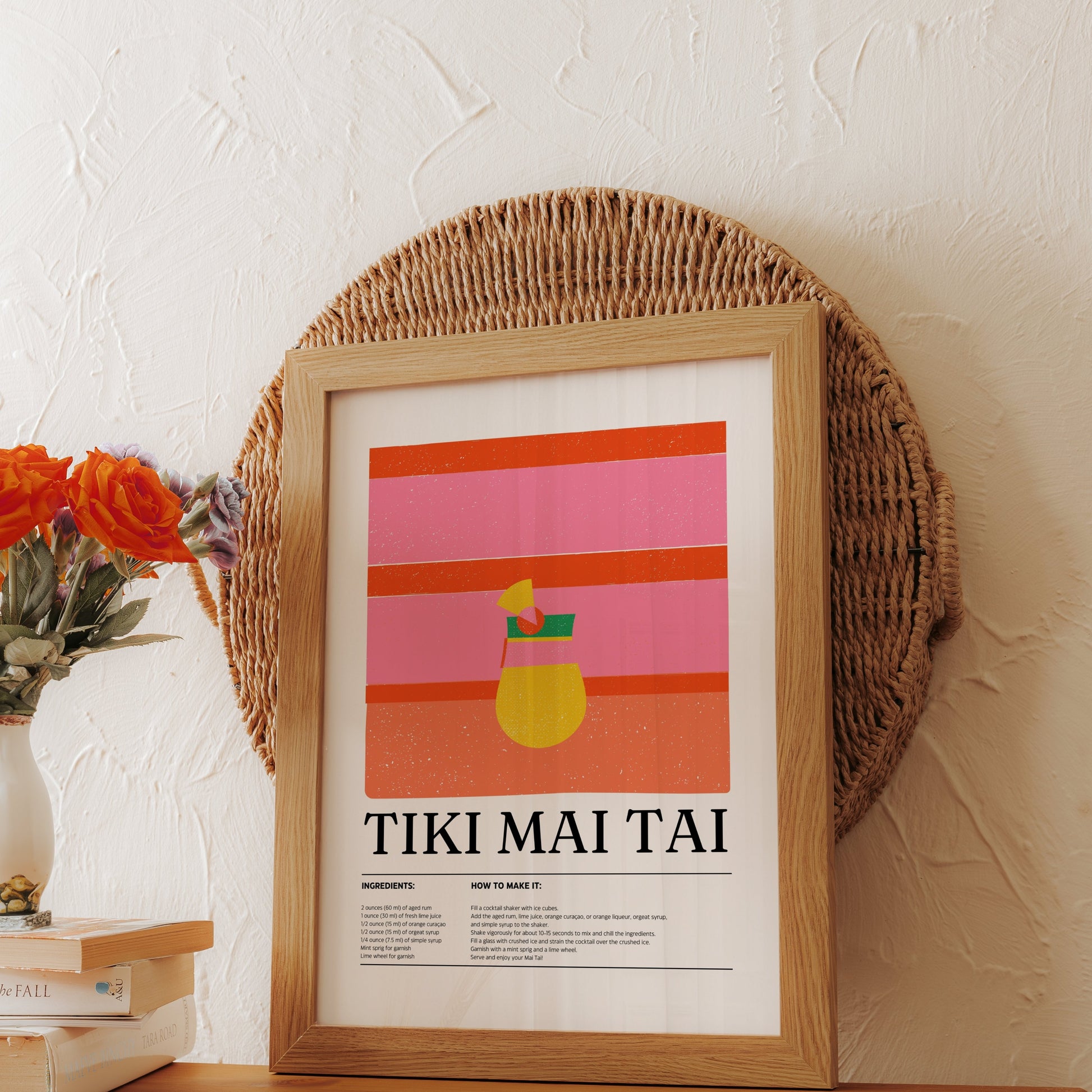 Premium Poster of Tiki Mai Tai Vibrant Cocktail Recipe Art Posters