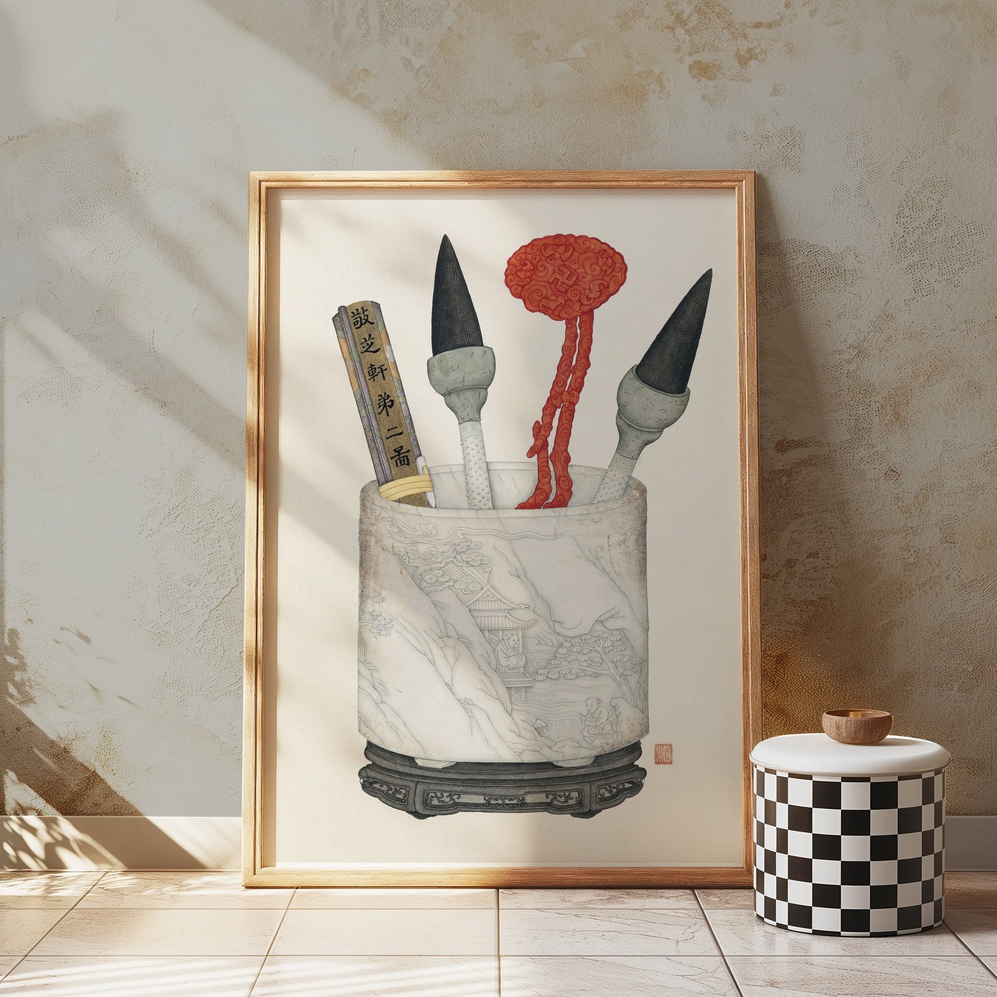 Premium Poster of Traditional Art Cultural Brush and Ornament Posters