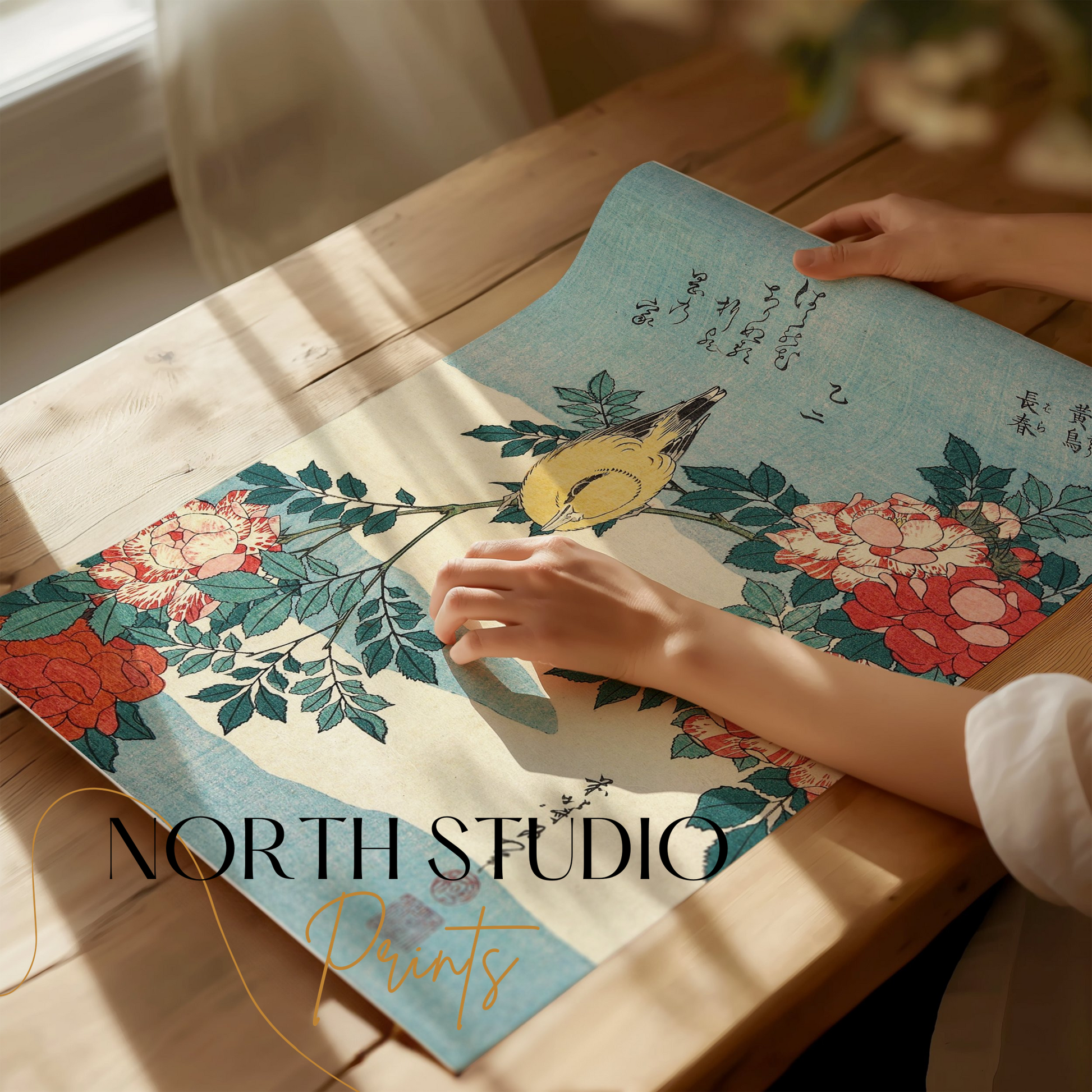 Premium Poster of Traditional Japanese Art Bird and Flowers Posters