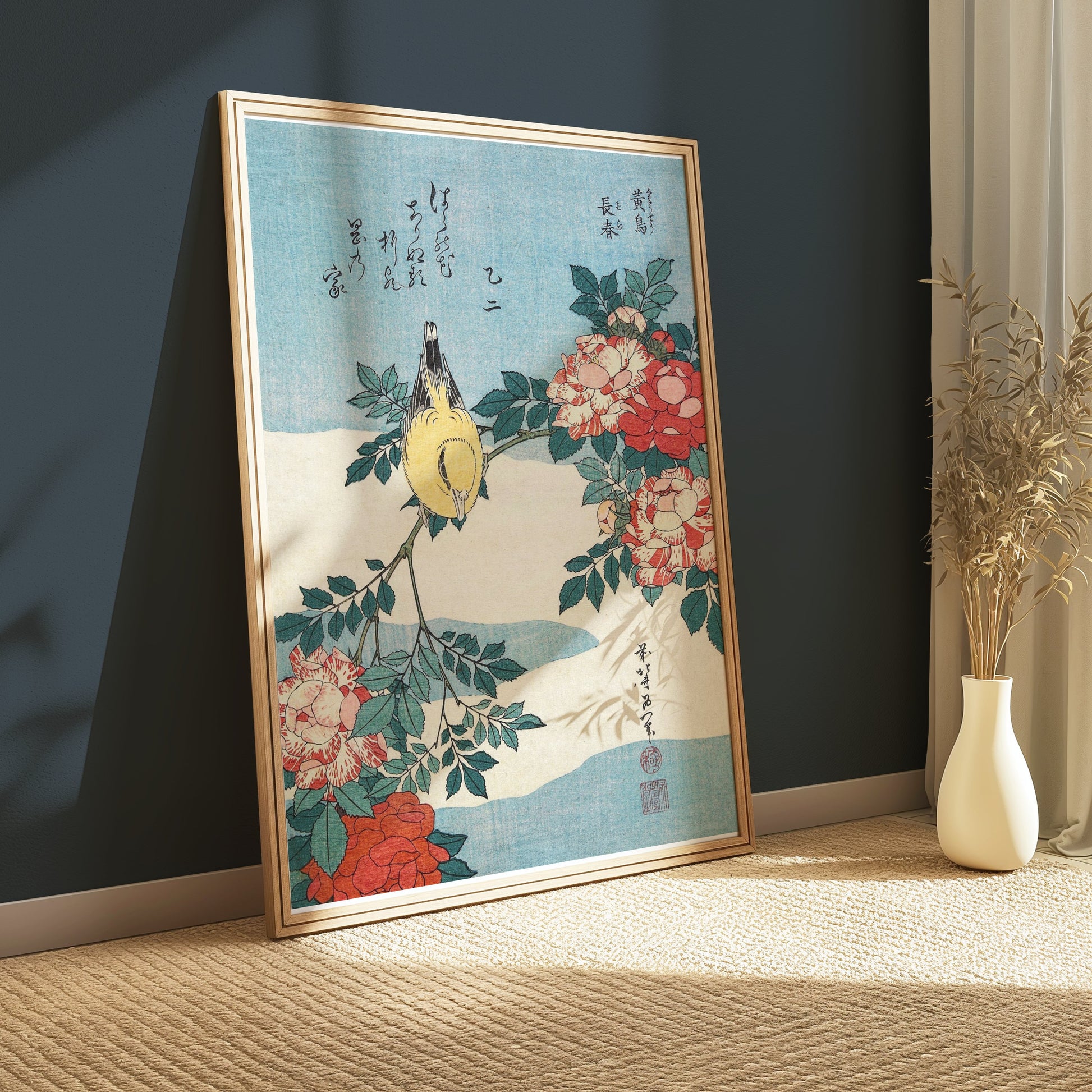 Premium Poster of Traditional Japanese Art Bird and Flowers Posters