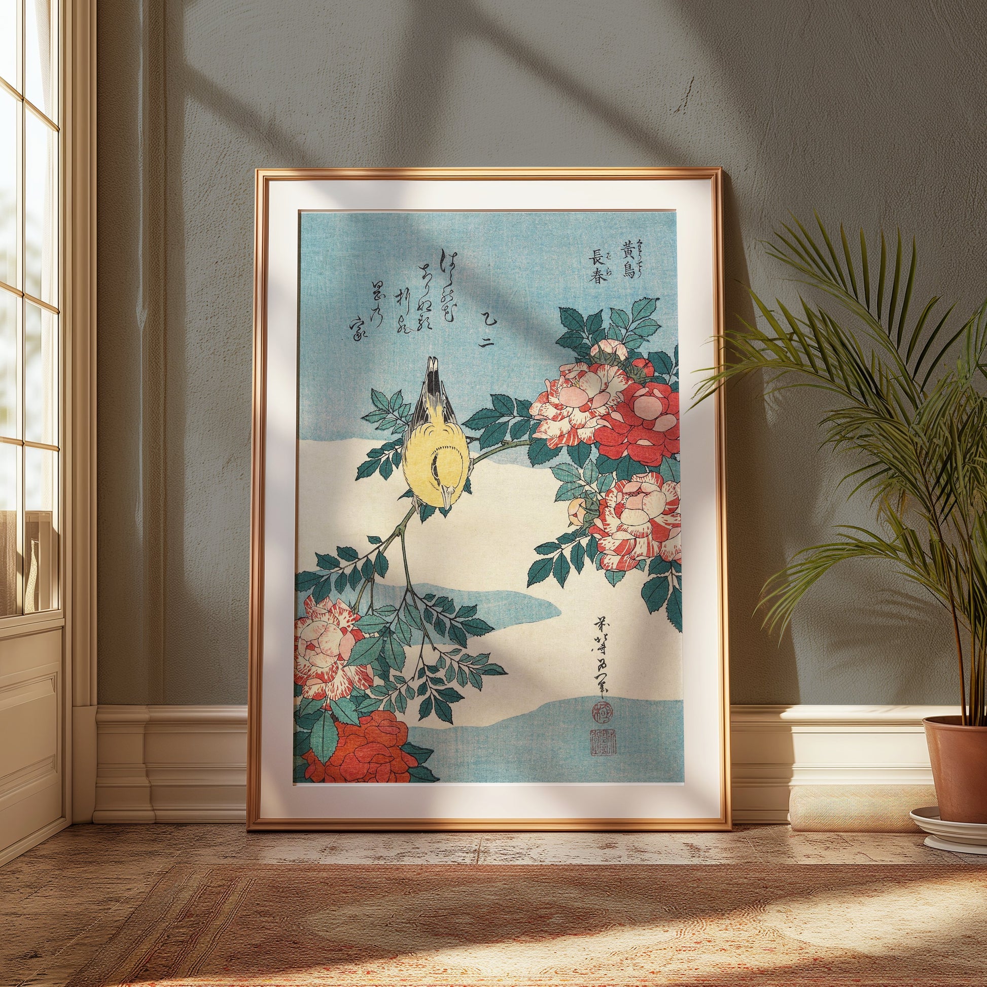 Premium Poster of Traditional Japanese Art Bird and Flowers Posters