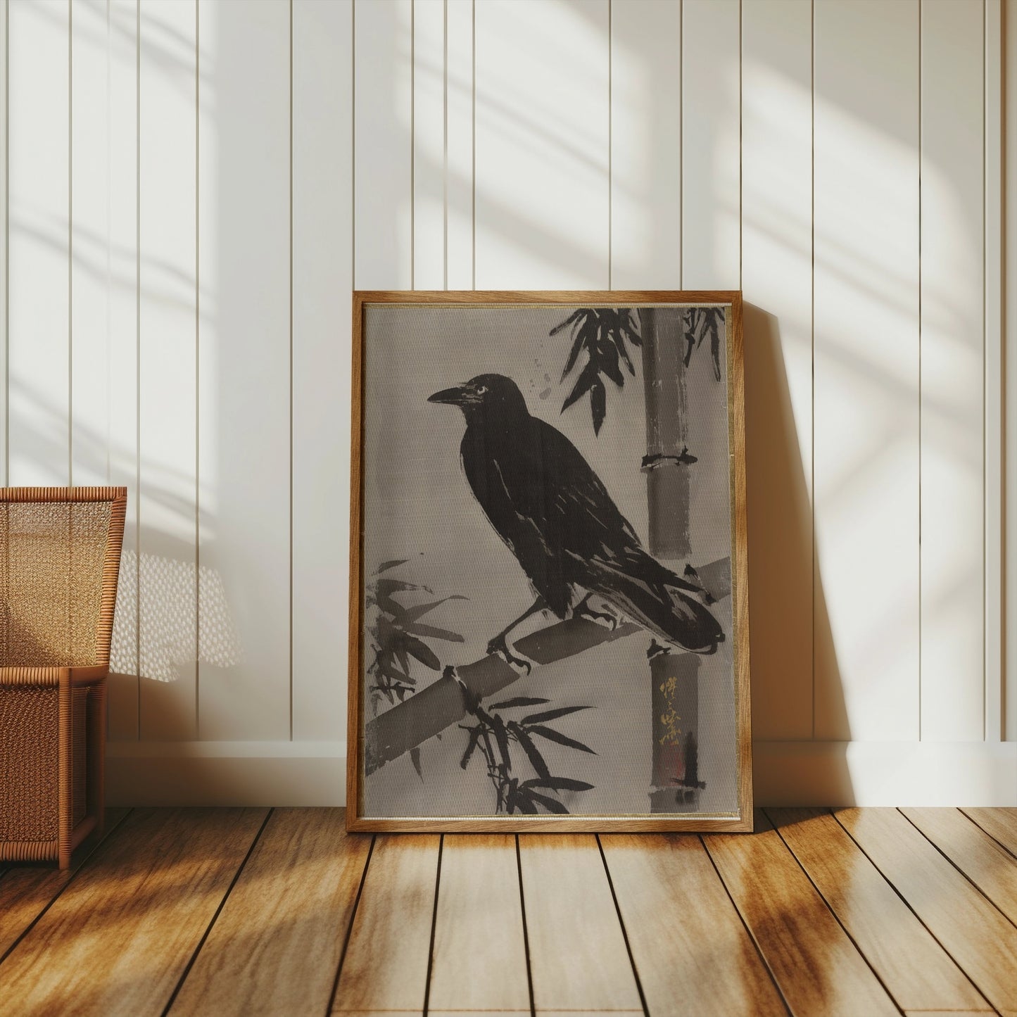 Premium Poster of Traditional Japanese Art Crow Bamboo Posters