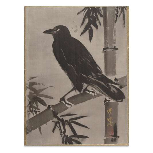 Premium Poster of Traditional Japanese Art Crow Bamboo Posters