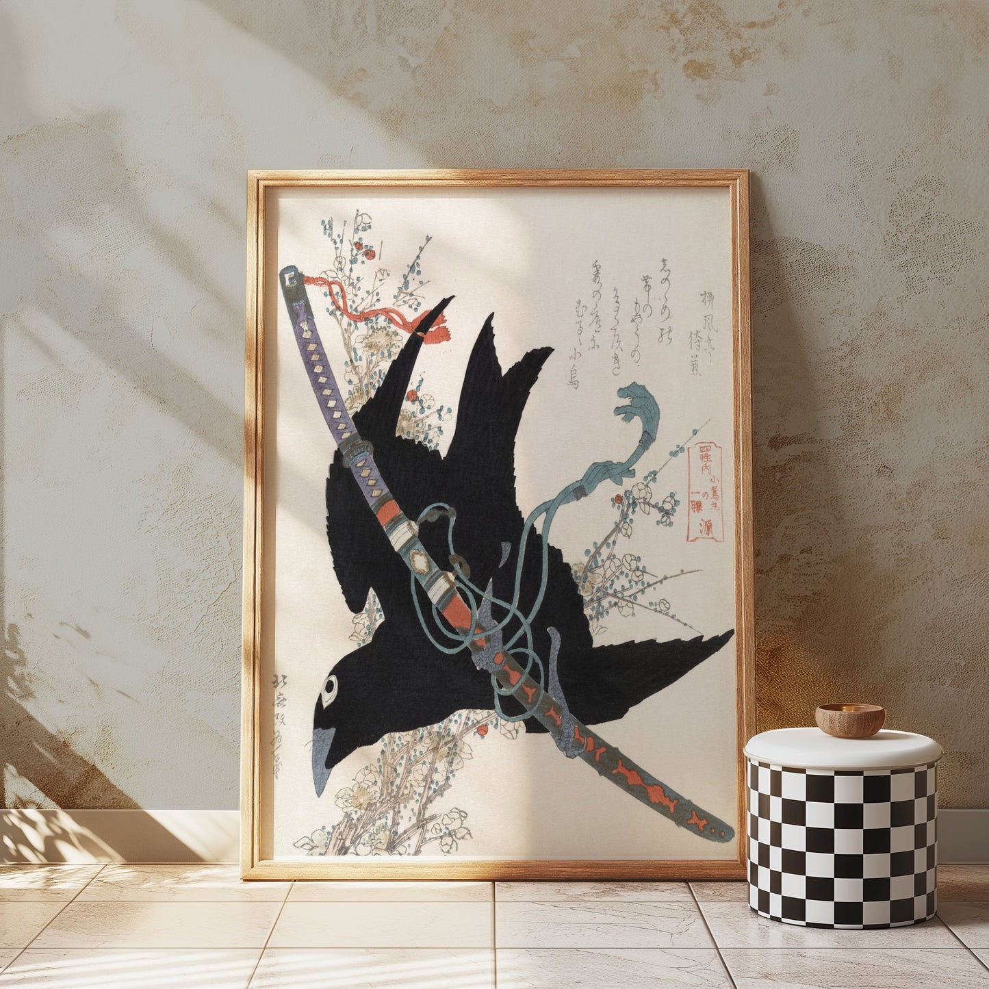 Premium Poster of Traditional Japanese Art Crow and Sword Posters