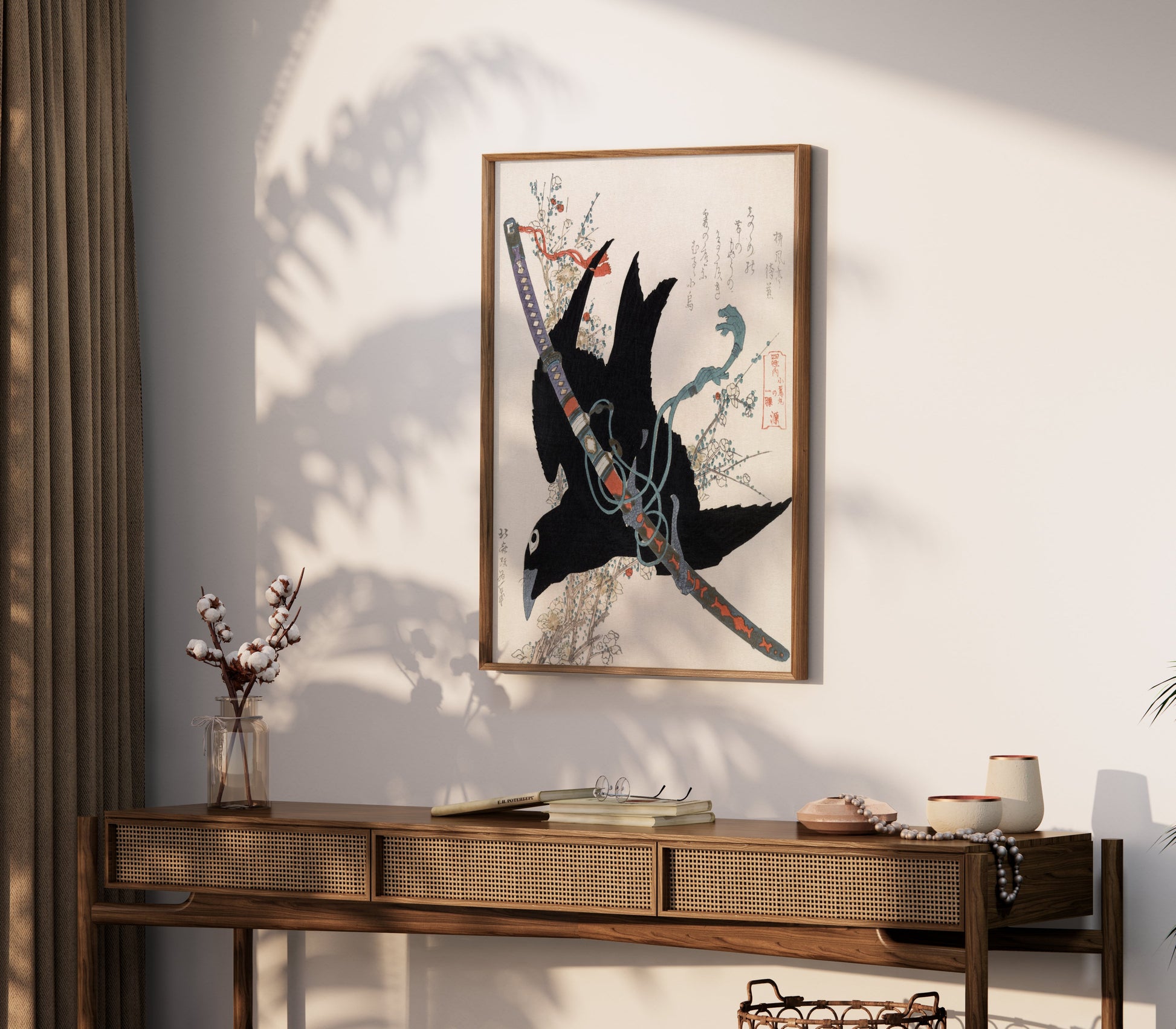 Premium Poster of Traditional Japanese Art Crow and Sword Posters