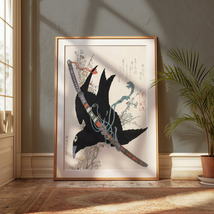 Premium Poster of Traditional Japanese Art Crow and Sword Posters