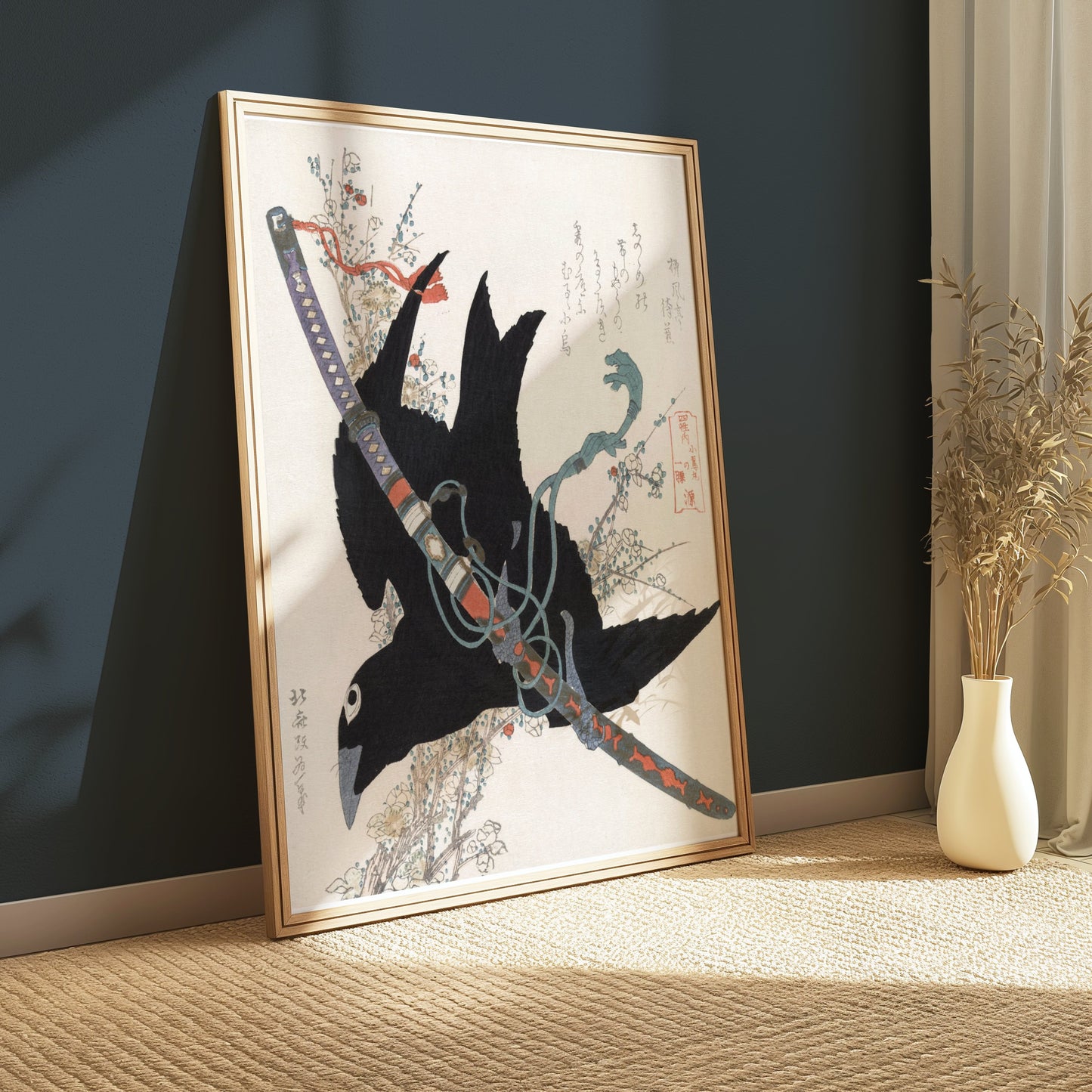Premium Poster of Traditional Japanese Art Crow and Sword Posters
