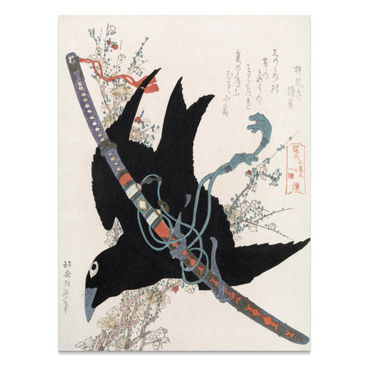 Premium Poster of Traditional Japanese Art Crow and Sword Posters