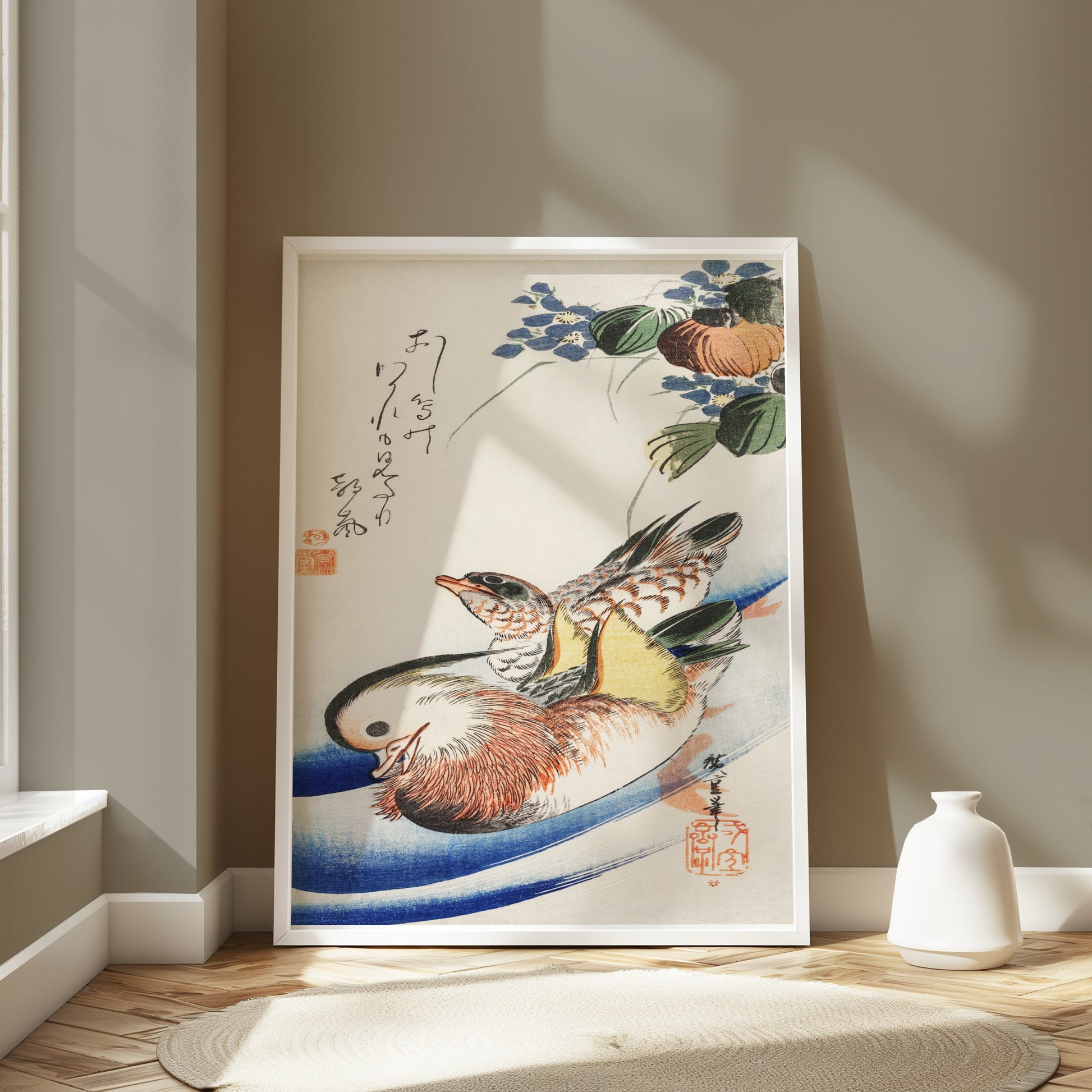 Premium Poster of Traditional Japanese Art Duck and Fish Print Posters