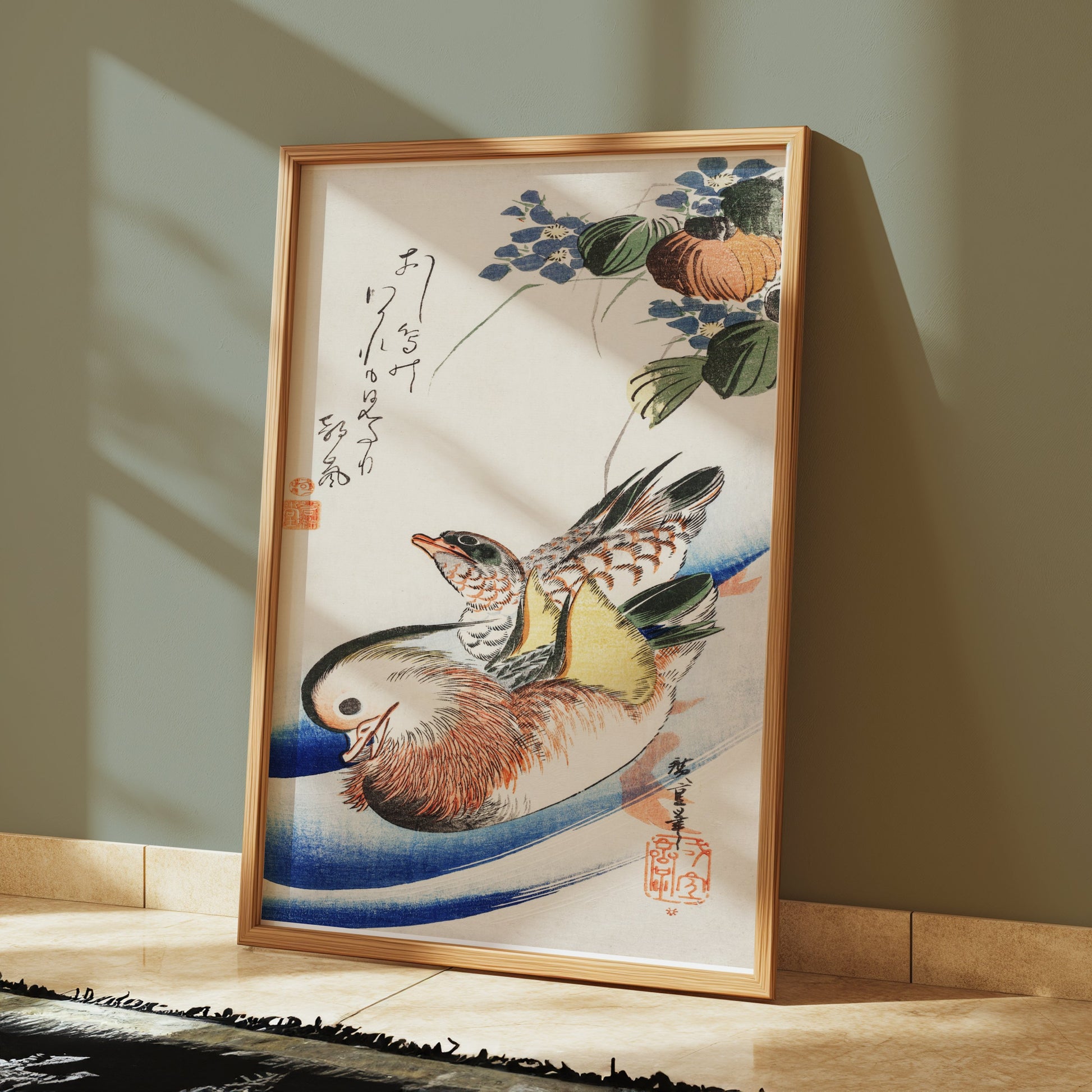 Premium Poster of Traditional Japanese Art Duck and Fish Print Posters