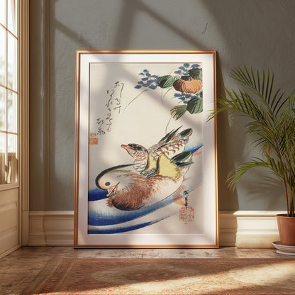 Premium Poster of Traditional Japanese Art Duck and Fish Print Posters