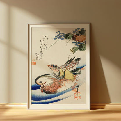 Premium Poster of Traditional Japanese Art Duck and Fish Print Posters