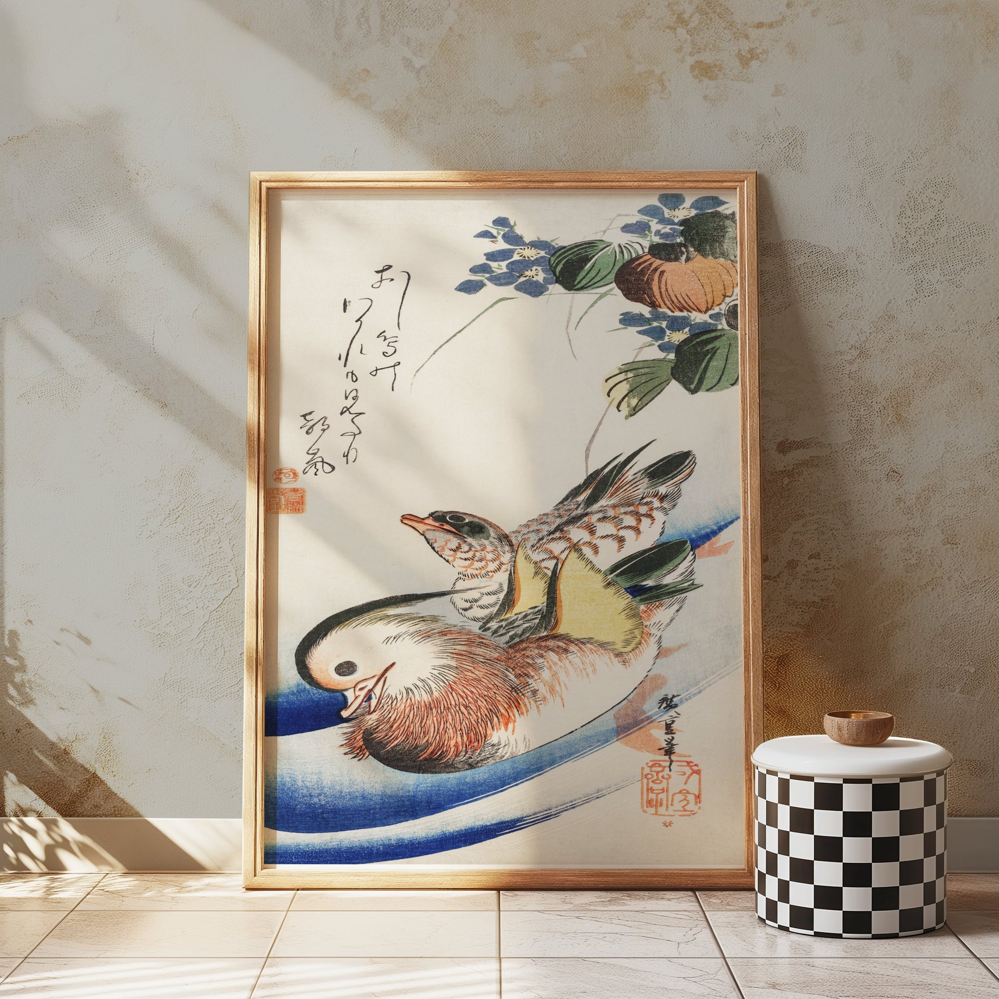 Premium Poster of Traditional Japanese Art Duck and Fish Print Posters