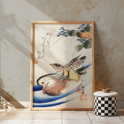 Premium Poster of Traditional Japanese Art Duck and Fish Print Posters