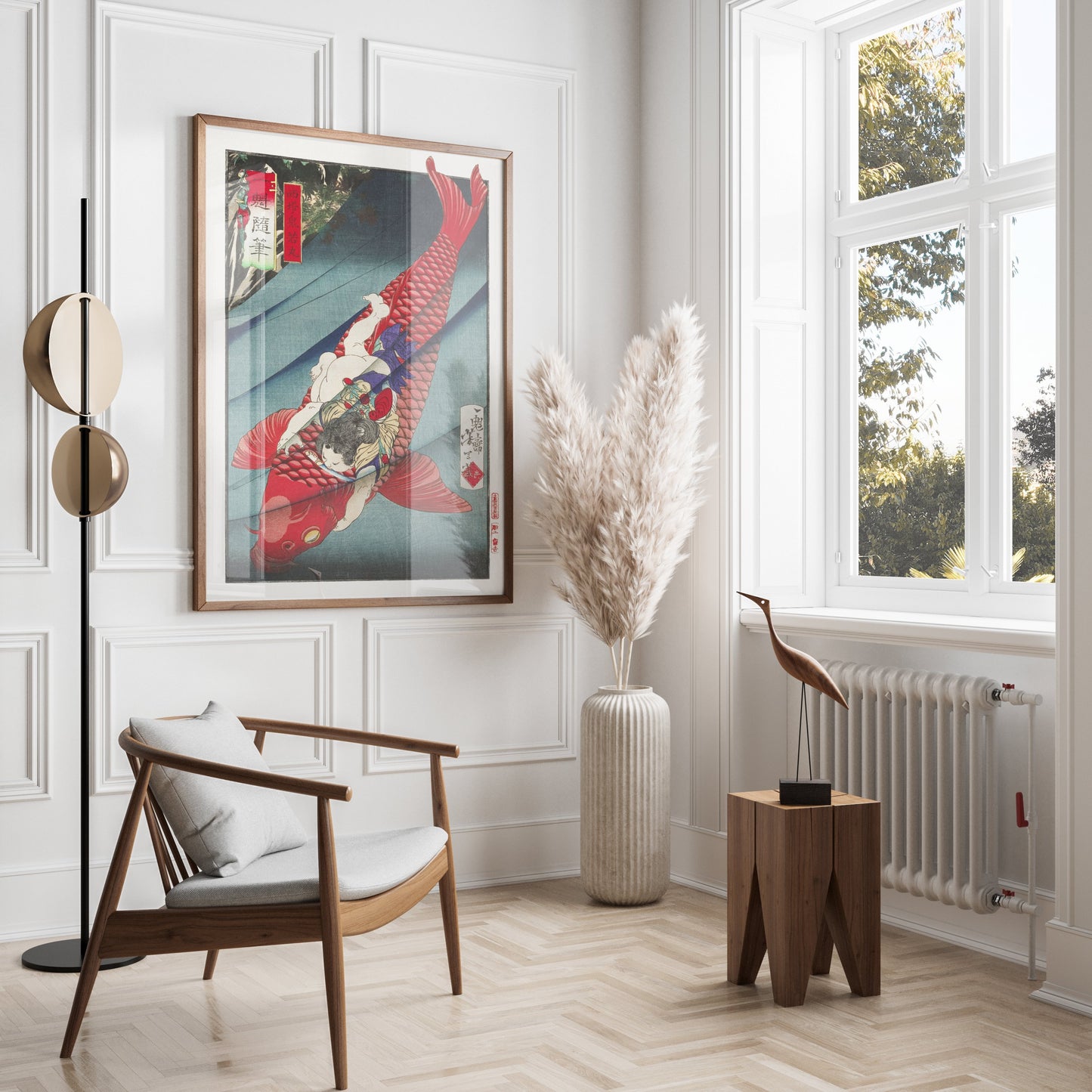 Premium Poster of Traditional Japanese Art Fish and Child Design Wall Posters