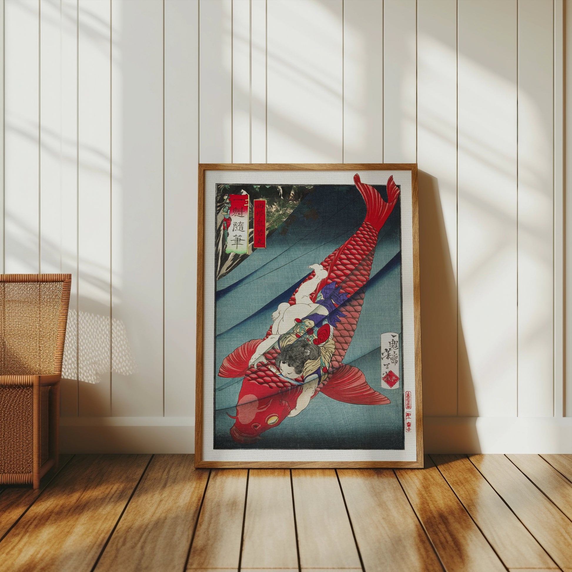 Premium Poster of Traditional Japanese Art Fish and Child Design Wall Posters