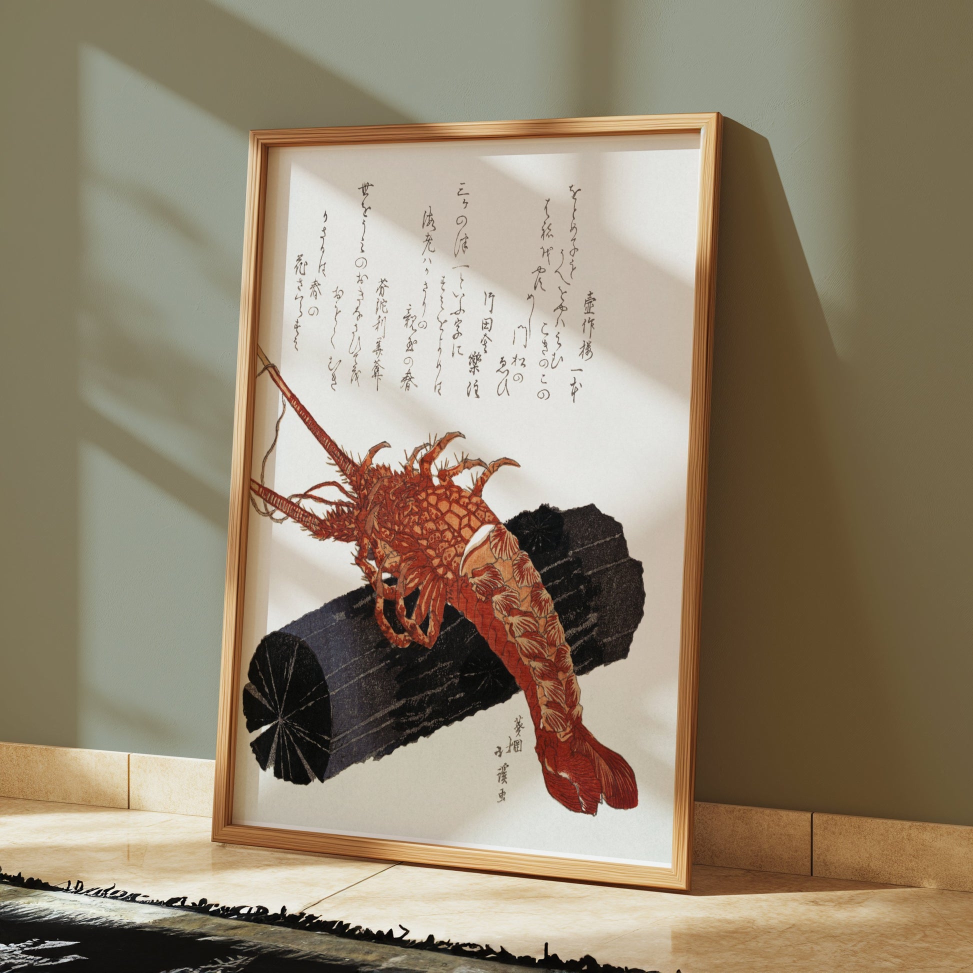 Premium Poster of Traditional Japanese Art Lobster Woodblock Print Posters