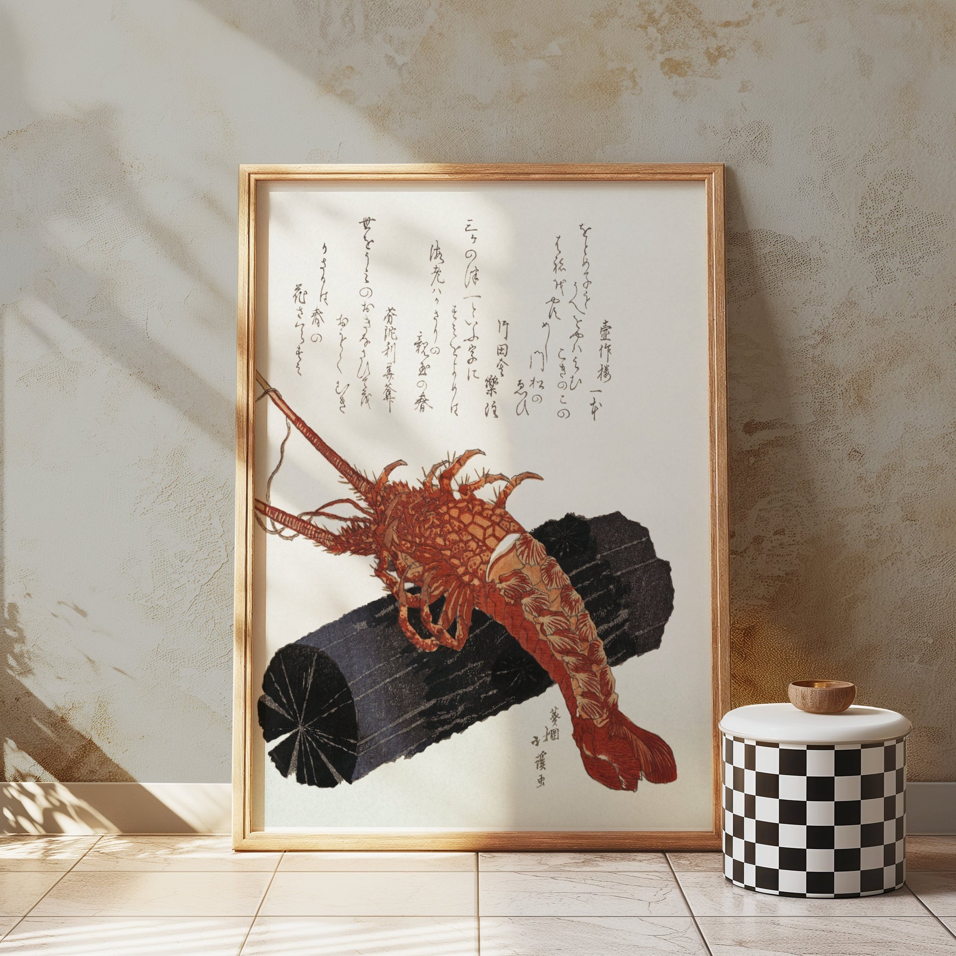 Premium Poster of Traditional Japanese Art Lobster Woodblock Print Posters