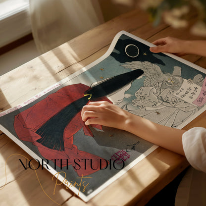 Premium Poster of Traditional Japanese Art Night Scene Posters