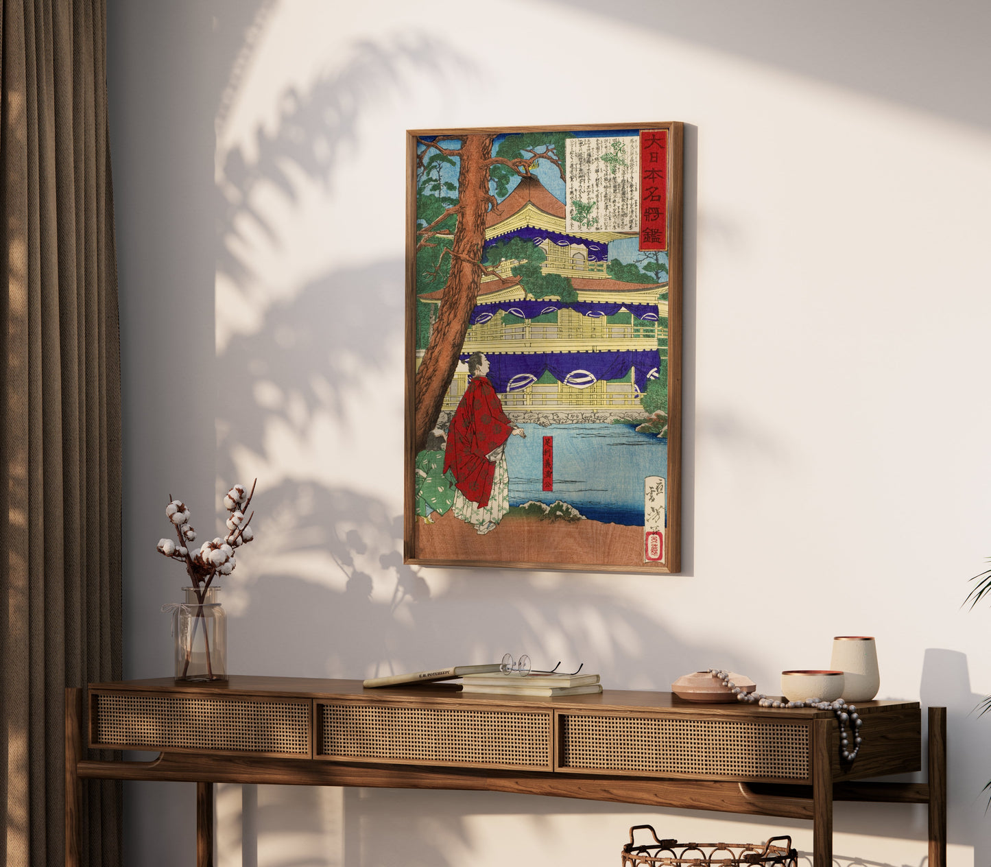 Premium Poster of Traditional Japanese Art Print Temple Scene Posters