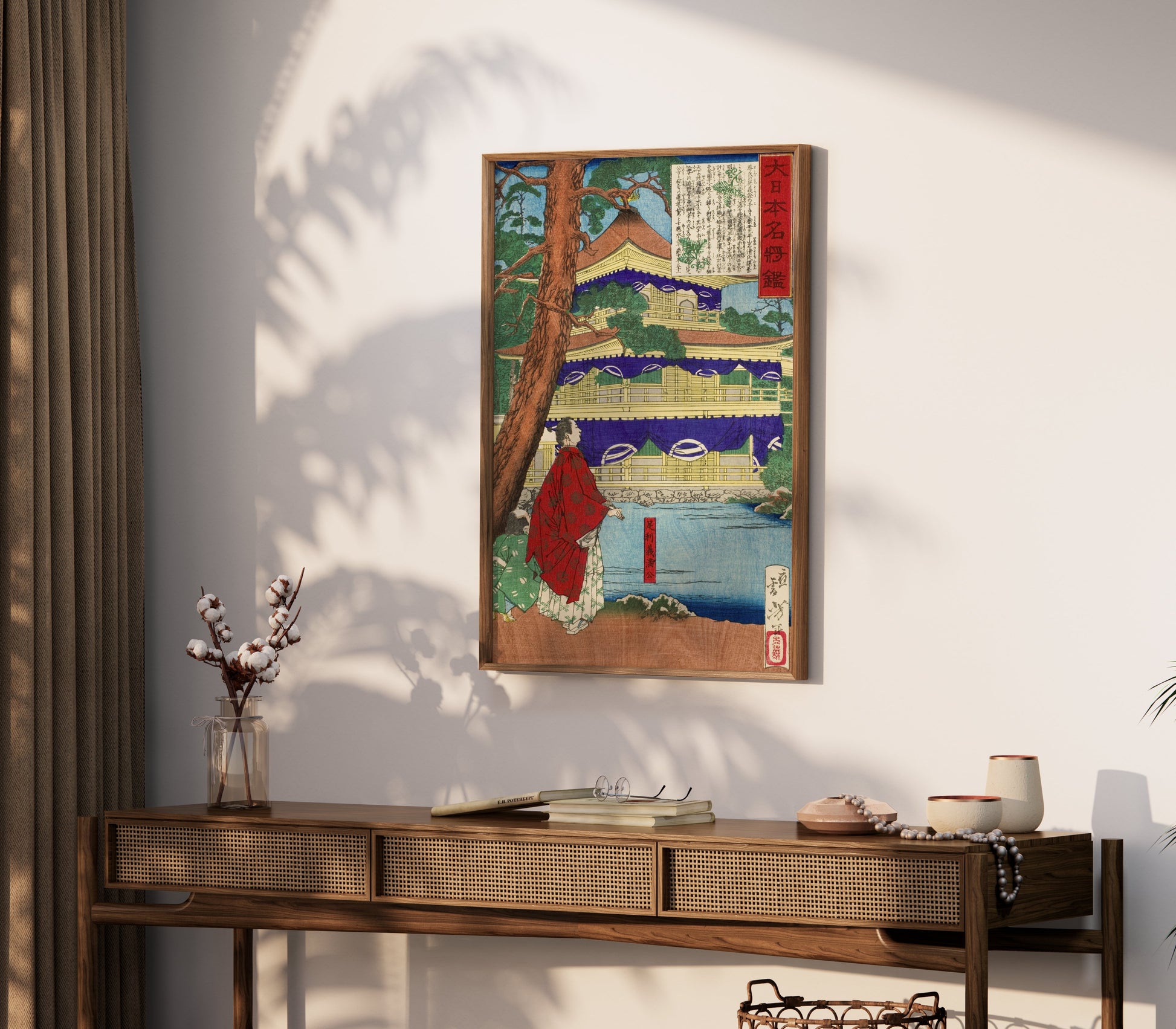 Premium Poster of Traditional Japanese Art Print Temple Scene Posters