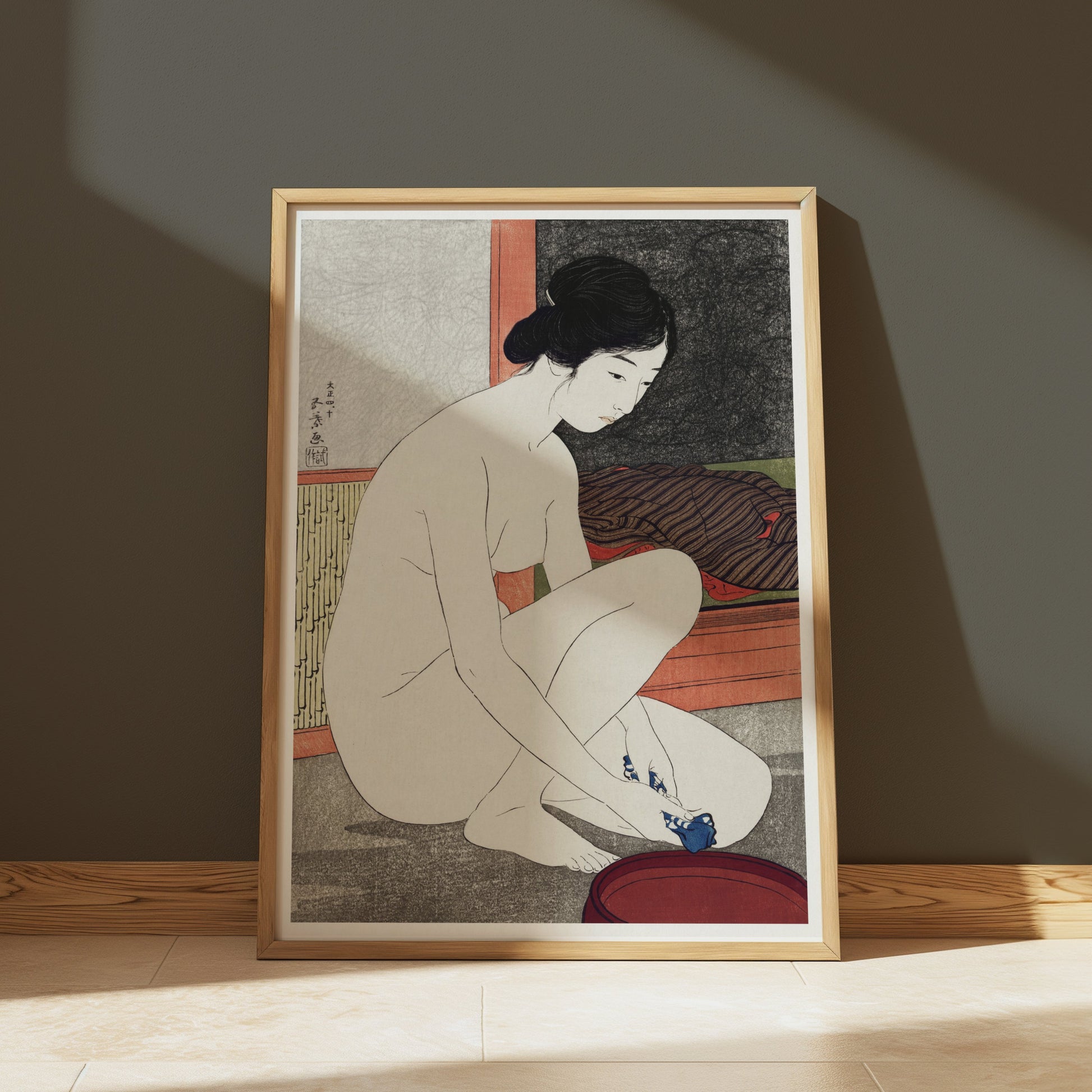 Premium Poster of Traditional Japanese Art Print Woman Bathing Posters