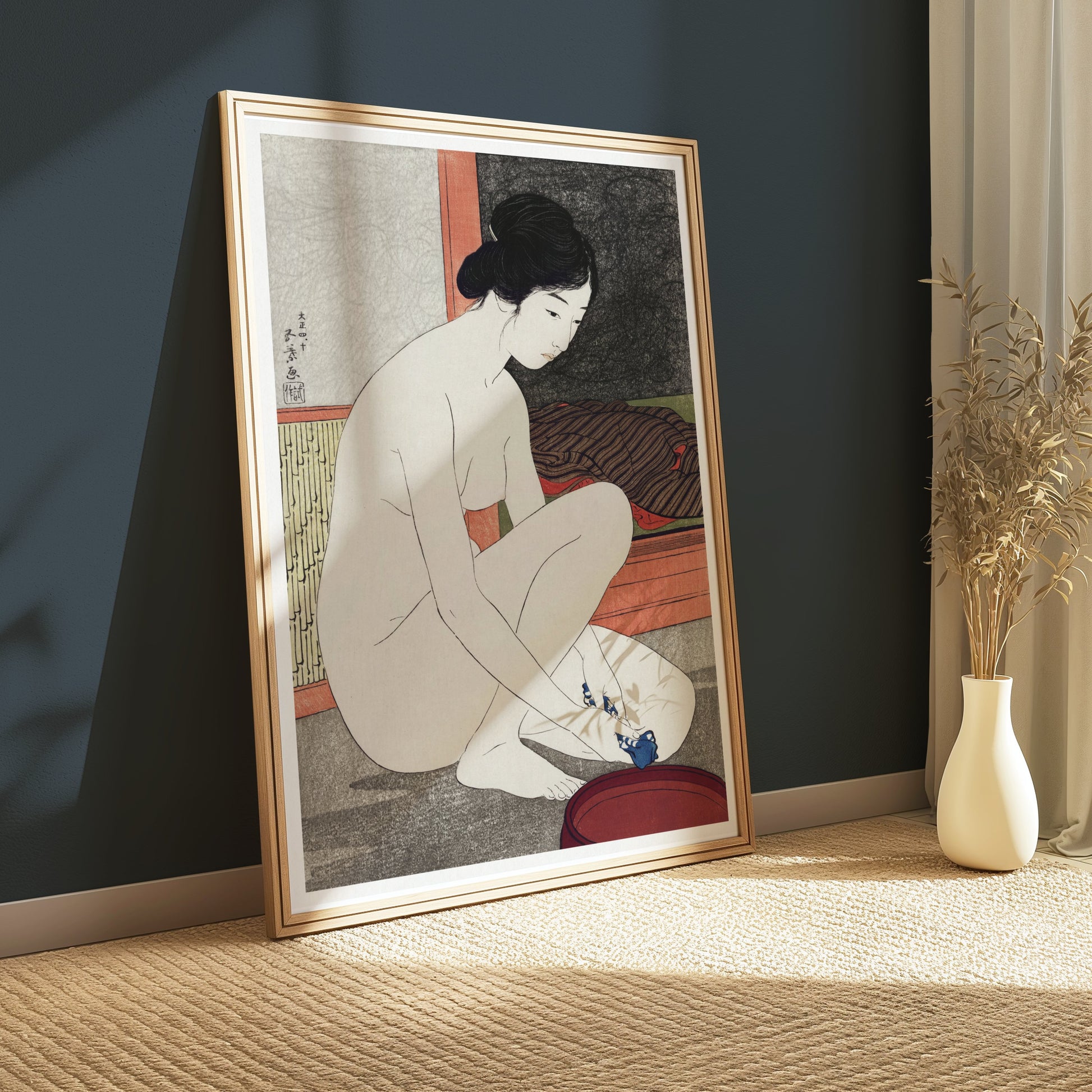 Premium Poster of Traditional Japanese Art Print Woman Bathing Posters
