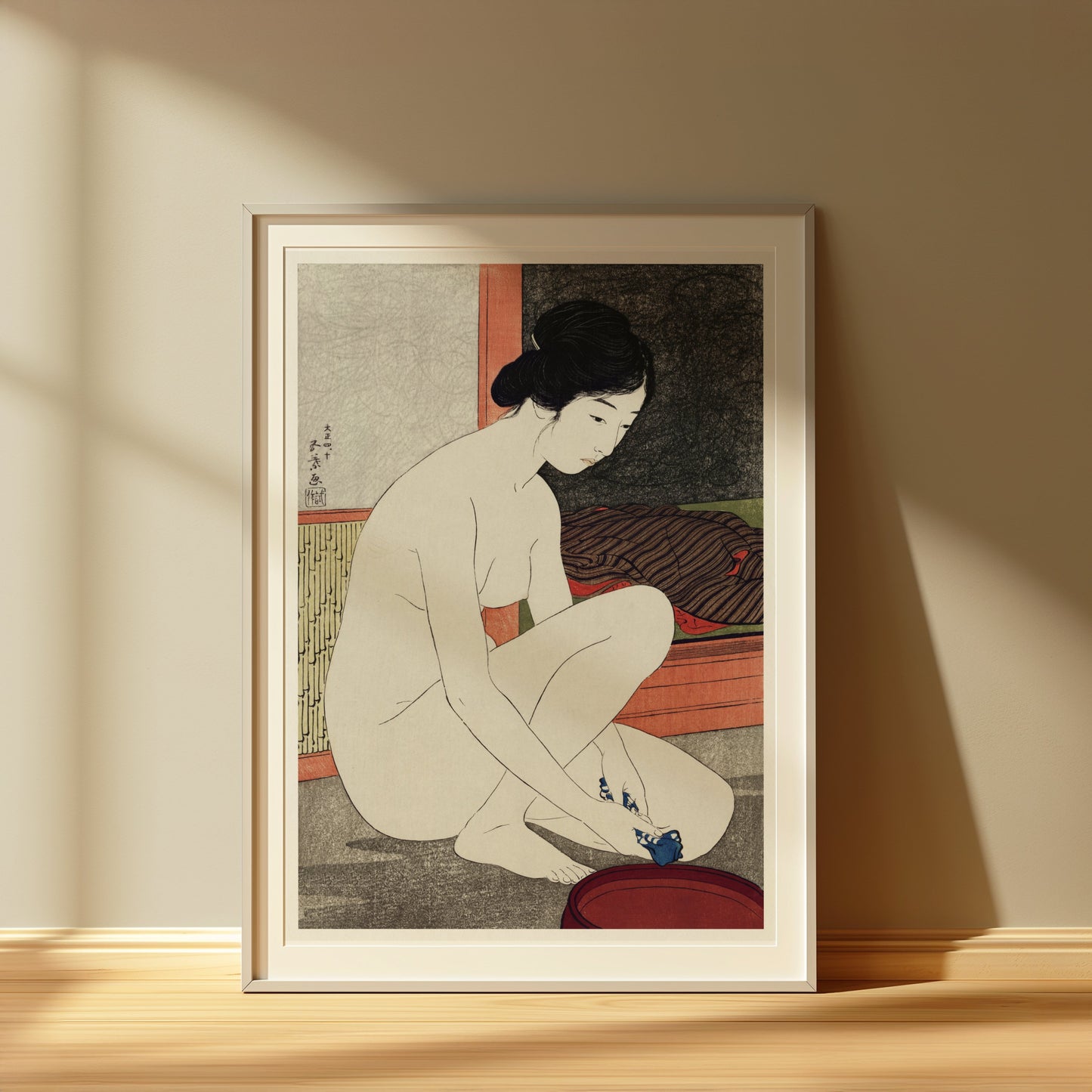 Premium Poster of Traditional Japanese Art Print Woman Bathing Posters