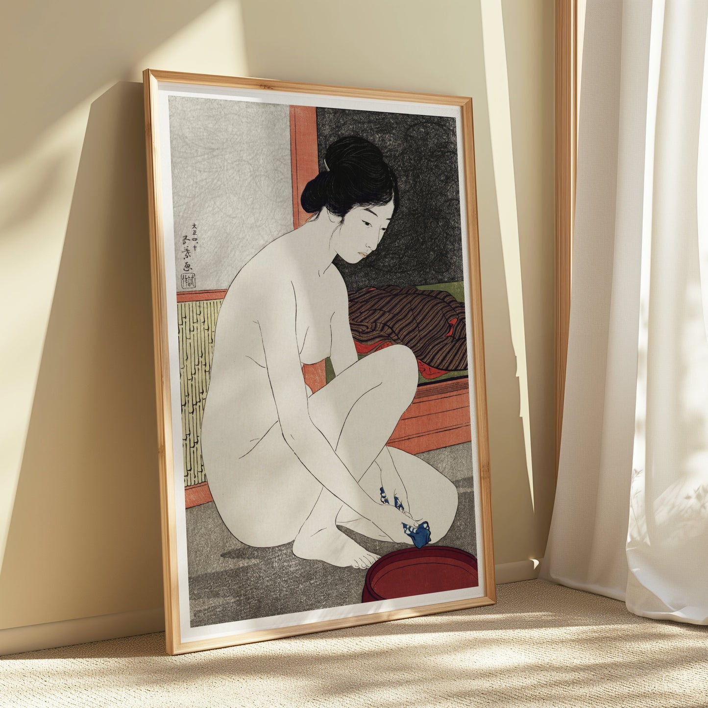Premium Poster of Traditional Japanese Art Print Woman Bathing Posters