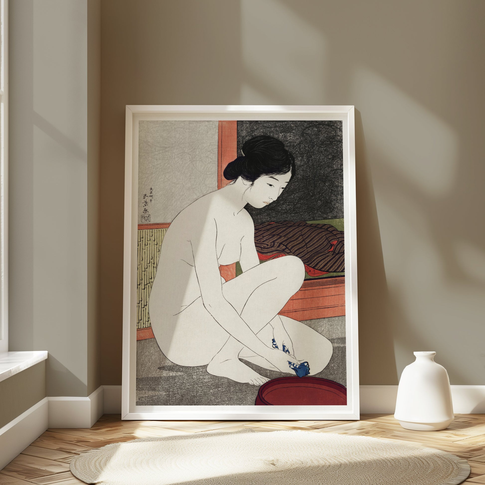 Premium Poster of Traditional Japanese Art Print Woman Bathing Posters