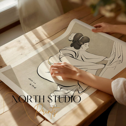 Premium Poster of Traditional Japanese Art Style Woman Illustration Posters