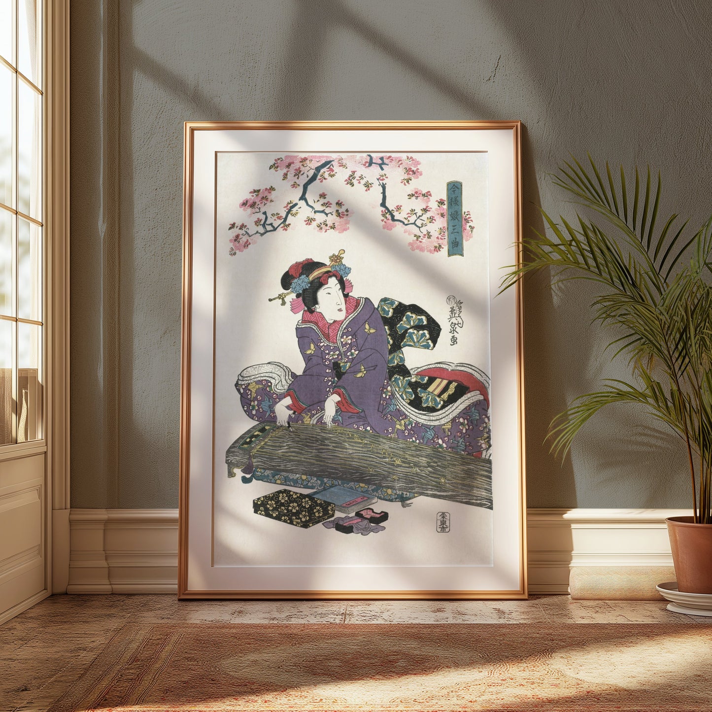 Premium Poster of Traditional Japanese Art Woman with Koto Instrument Posters