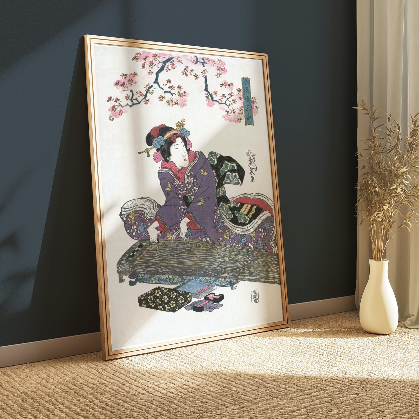 Premium Poster of Traditional Japanese Art Woman with Koto Instrument Posters