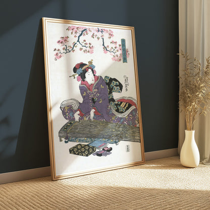 Premium Poster of Traditional Japanese Art Woman with Koto Instrument Posters
