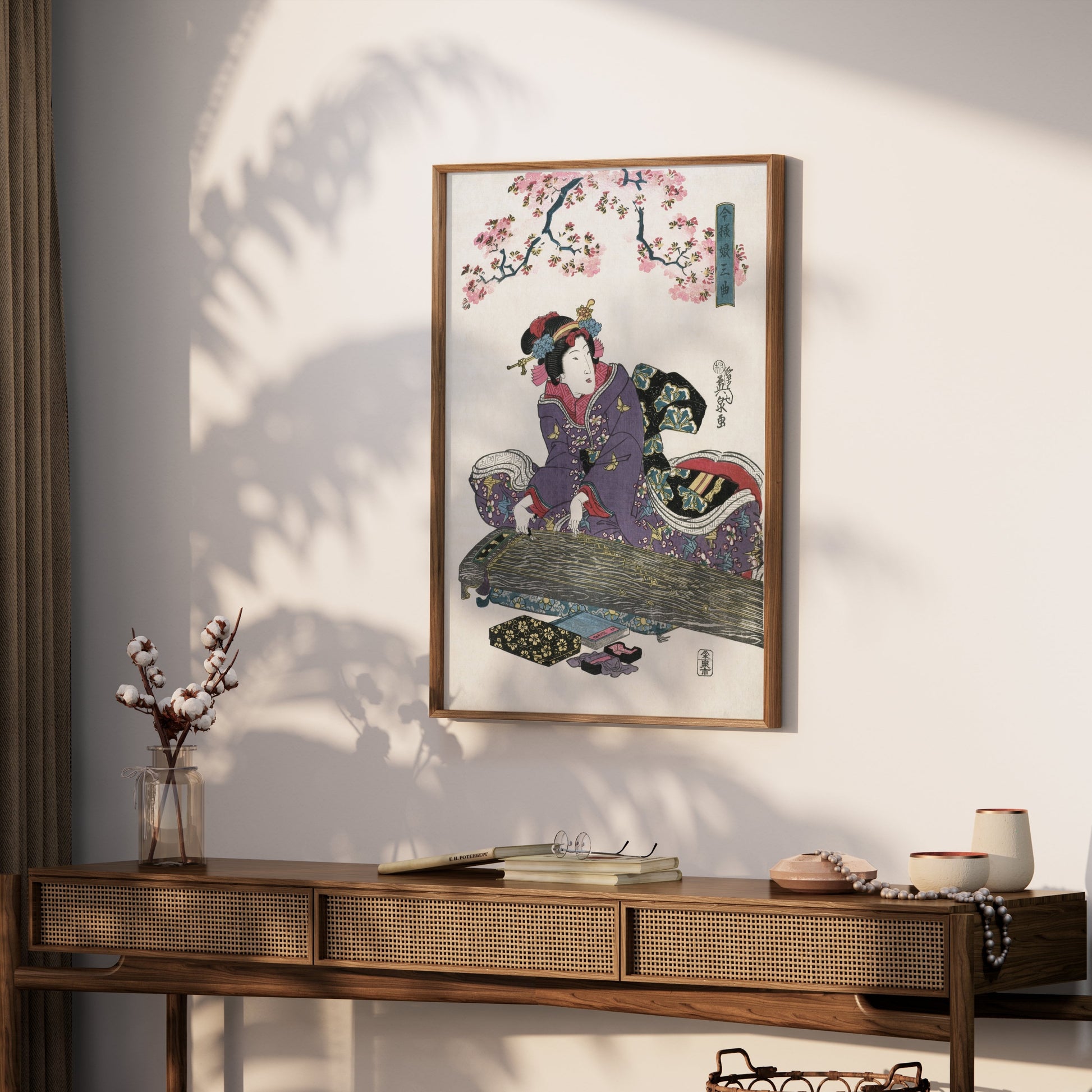 Premium Poster of Traditional Japanese Art Woman with Koto Instrument Posters
