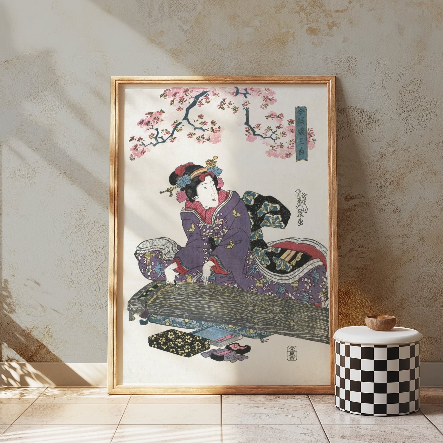 Premium Poster of Traditional Japanese Art Woman with Koto Instrument Posters
