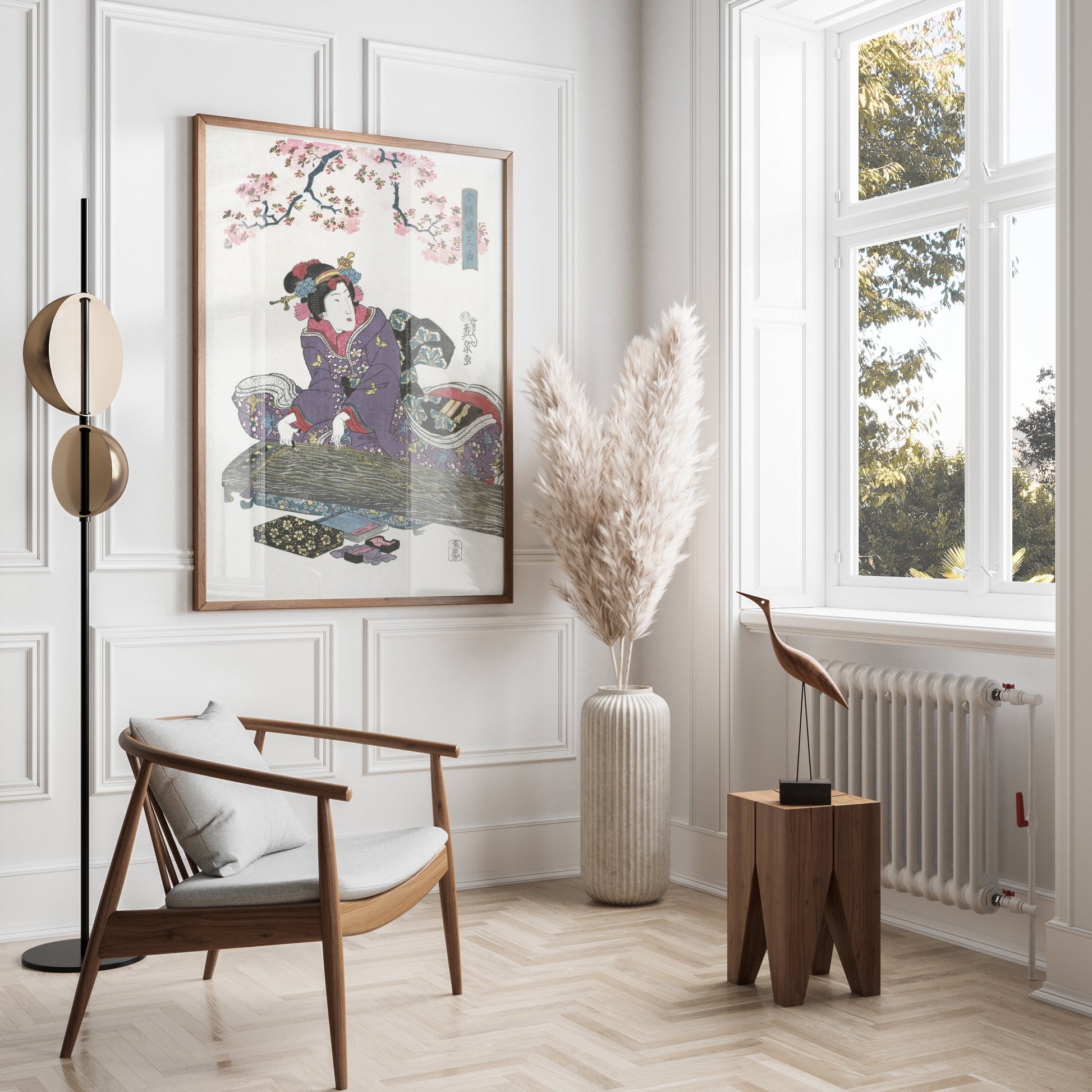 Premium Poster of Traditional Japanese Art Woman with Koto Instrument Posters
