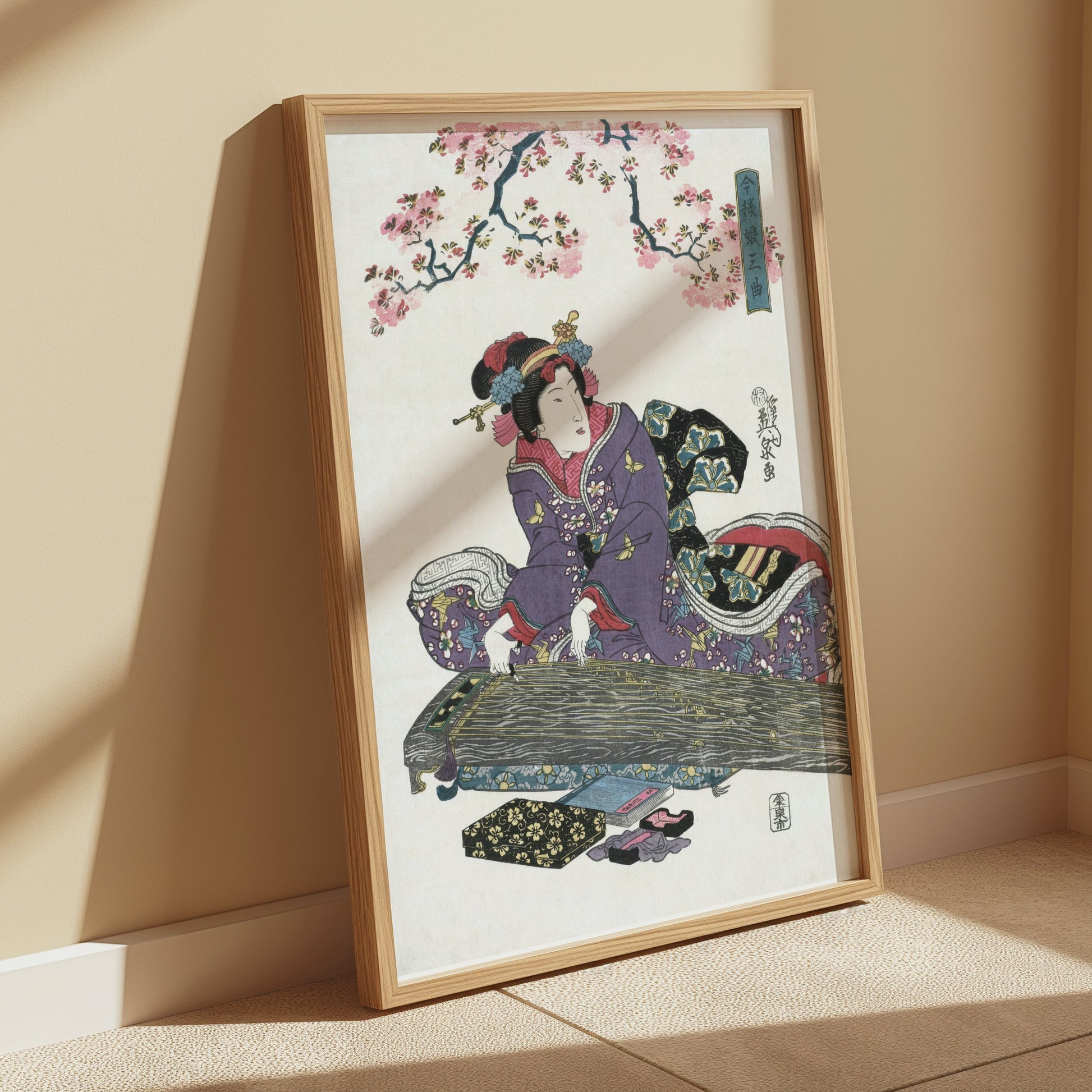 Premium Poster of Traditional Japanese Art Woman with Koto Instrument Posters