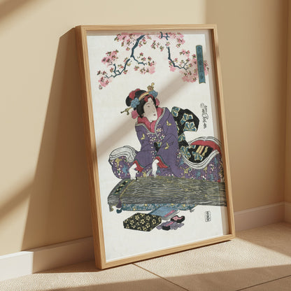 Premium Poster of Traditional Japanese Art Woman with Koto Instrument Posters
