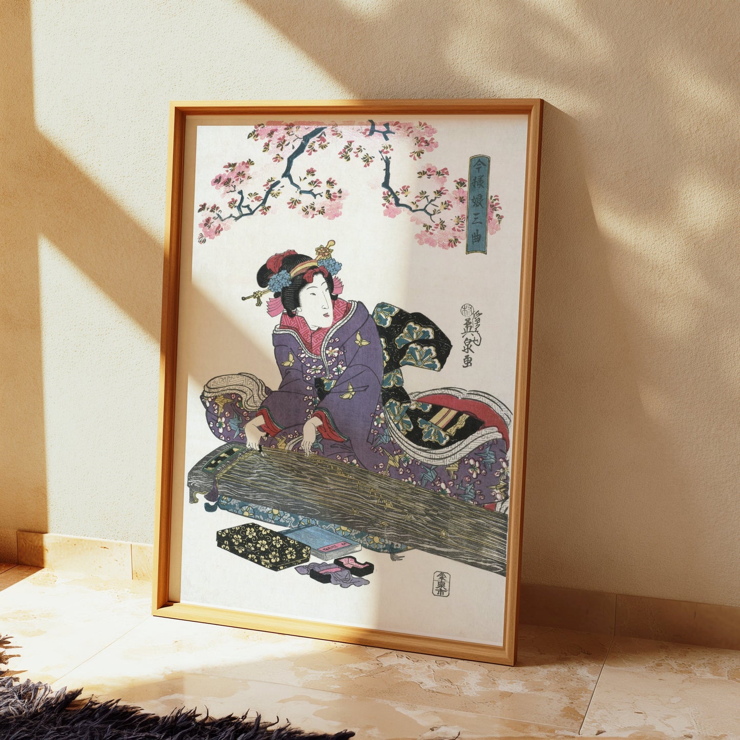 Premium Poster of Traditional Japanese Art Woman with Koto Instrument Posters