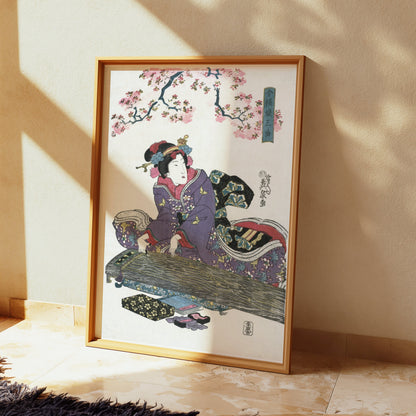 Premium Poster of Traditional Japanese Art Woman with Koto Instrument Posters