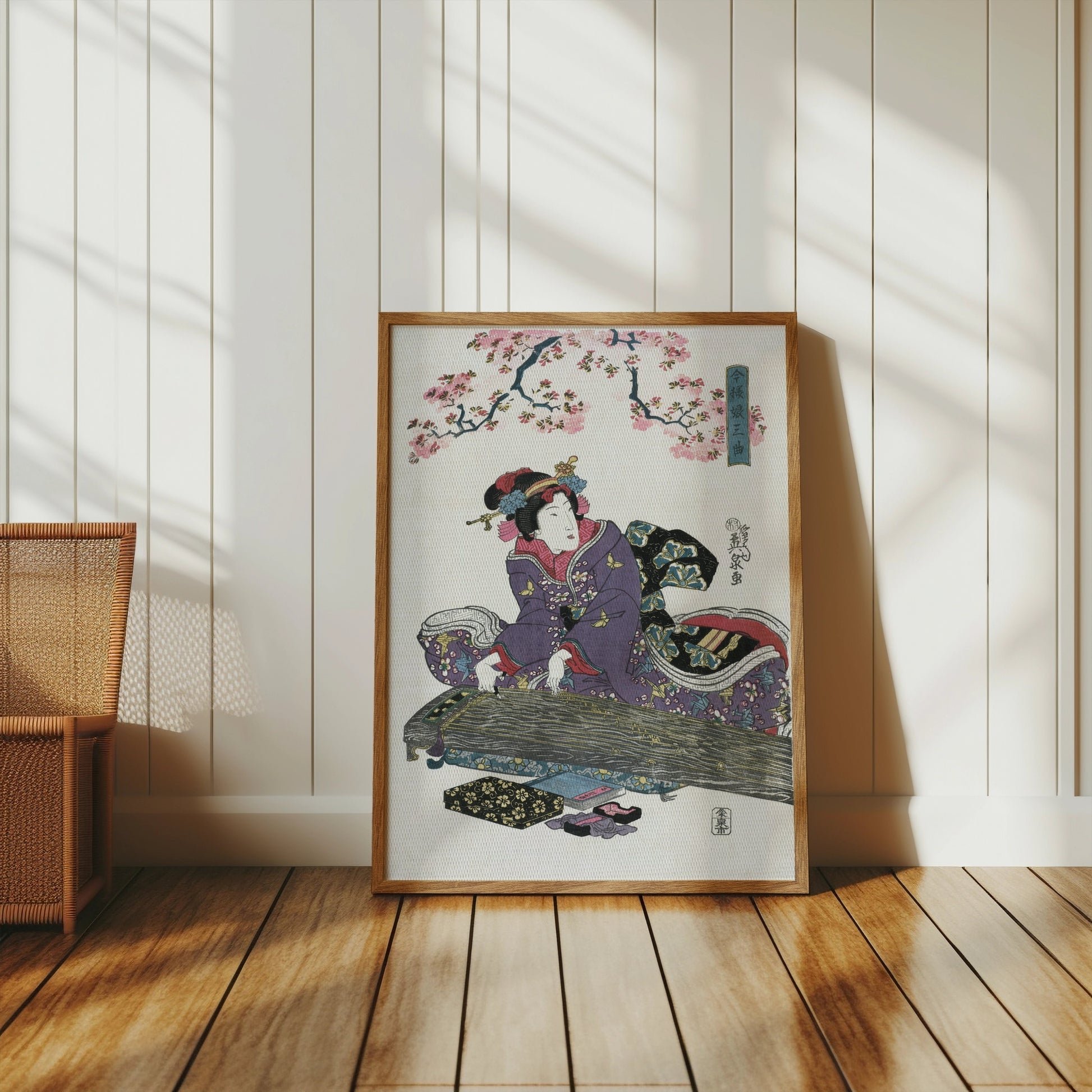 Premium Poster of Traditional Japanese Art Woman with Koto Instrument Posters