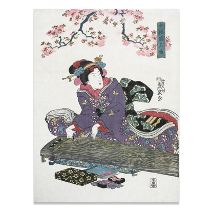 Premium Poster of Traditional Japanese Art Woman with Koto Instrument Posters