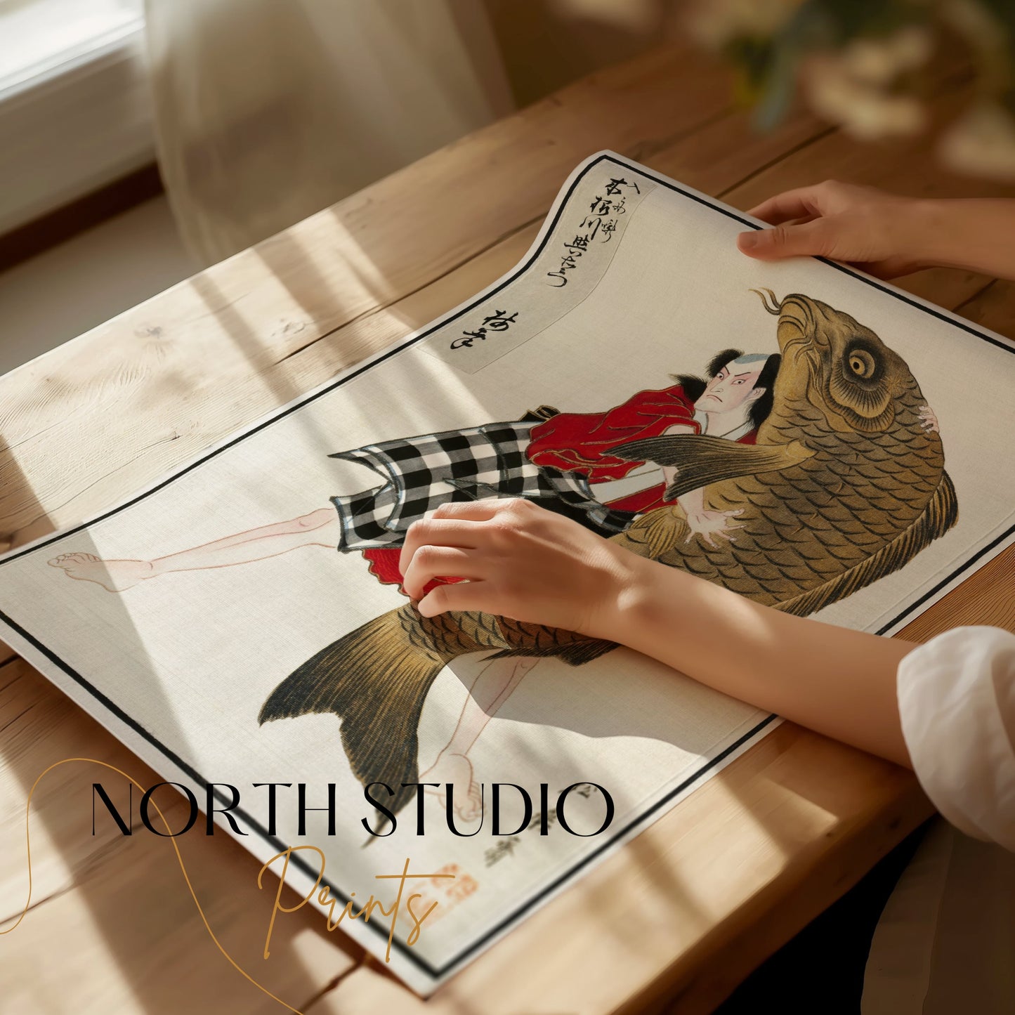 Premium Poster of Traditional Japanese Art with Giant Fish Posters