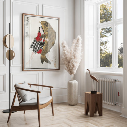 Premium Poster of Traditional Japanese Art with Giant Fish Posters