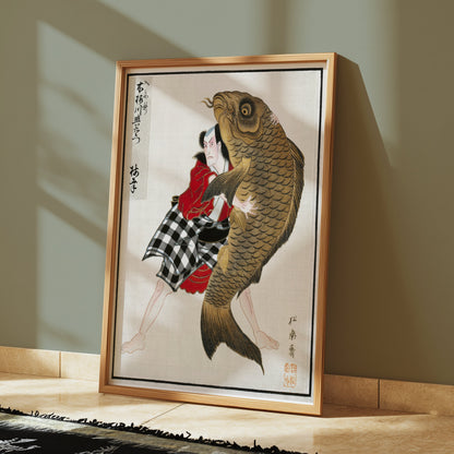 Premium Poster of Traditional Japanese Art with Giant Fish Posters